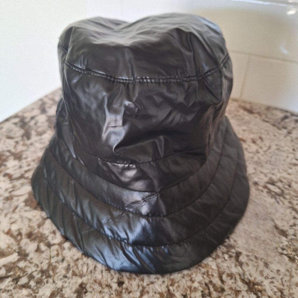 ANTHROPOLOGIE | Black Faux Leather‎ Bucket Hat  one size